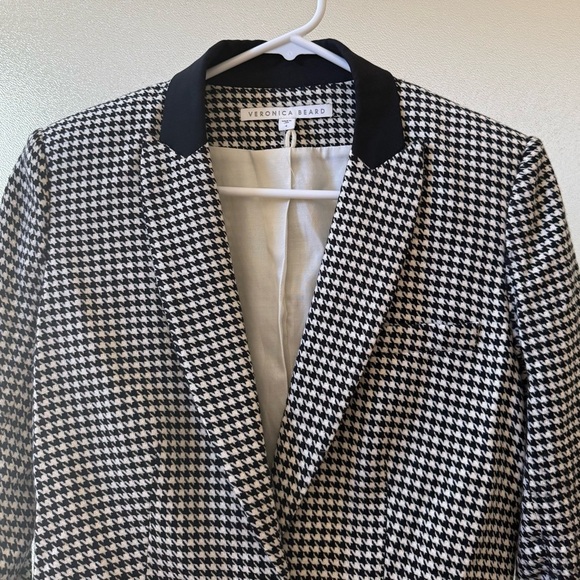 VERONICA BEARD Airlie Houndstooth Dickey Blazer Jacket Black/White Sz 4 - Picture 3 of 9